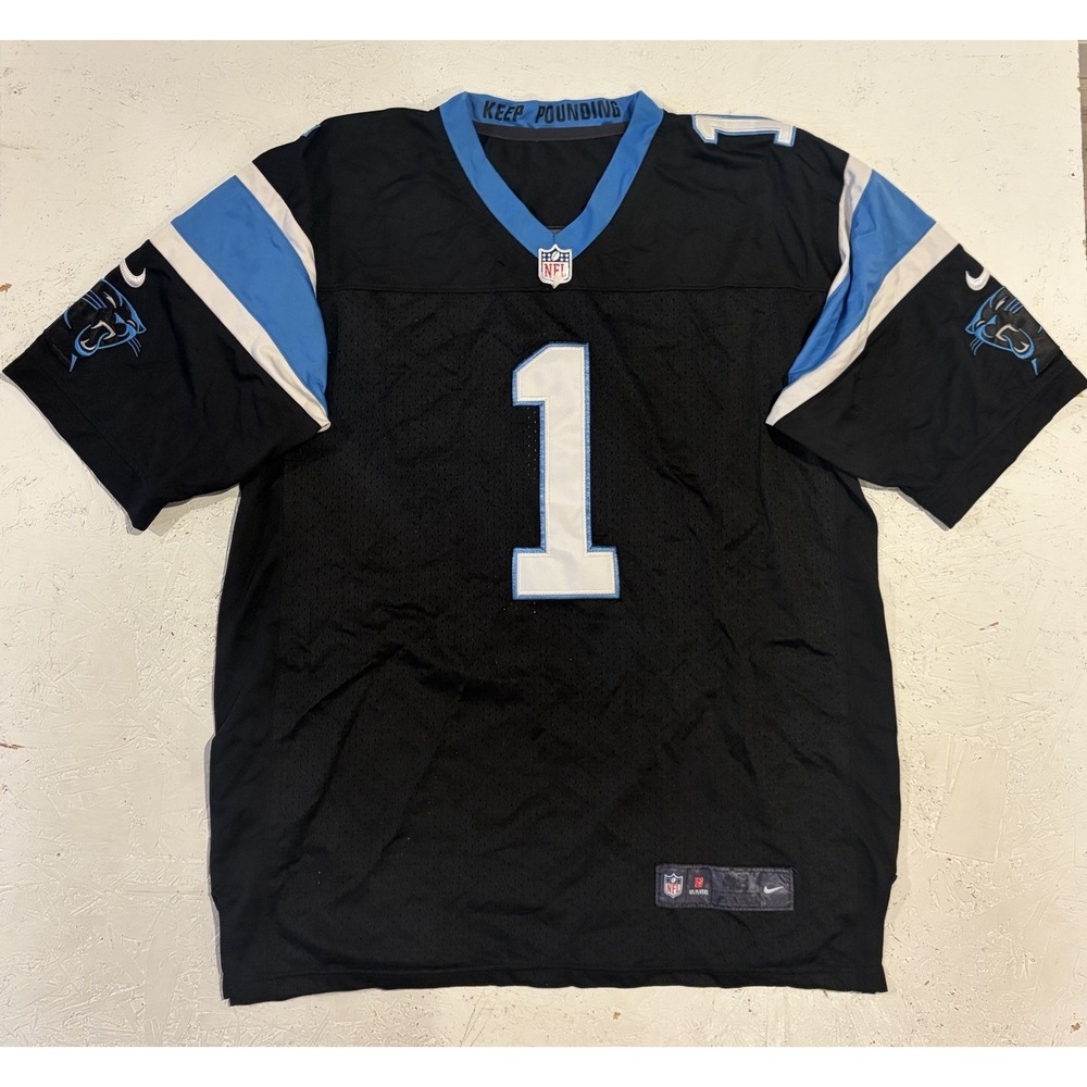 Carolina Panthers Cam Newton Nike Jersey Mens 48 Black Stitched On Field #1‎
